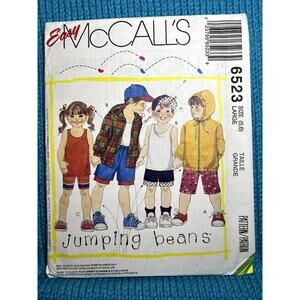 McCalls 6523 Sewing pattern Kids hoodie tank top shorts hat size large